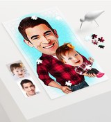 Resim Kişiye Özel Baba Kız Karikatür 240 Parça A3 Puzzle - 3 