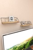 Resim MsY TREND Ikili Dekoratif Masif Doğal Ahşap Duvar Rafı Kitaplık Terek Mutfak Rafı Dekoratif Raf Baharatlık 
