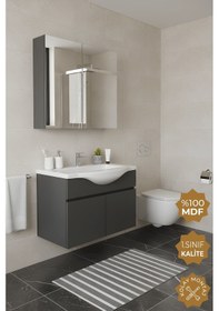Resim Teta Home Kahire 65 Cm Mdf Banyo Dolabı Seti Antrasit 