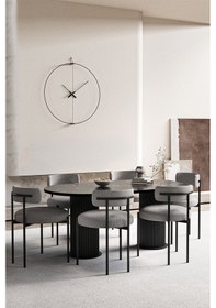 Resim Avvio Vienna Teddy Sandalye 80x180 Yemek Masası Mutfak Masası 6 Kişilik Masa Sandalye Takımı Siyah Mermer 