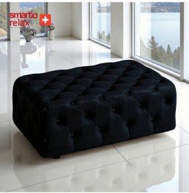 Resim Smarto Relax Puf Guarda Ayaksız Kapitoneli Dekoratif 80x40x45 Cm Siyah Siyah 
