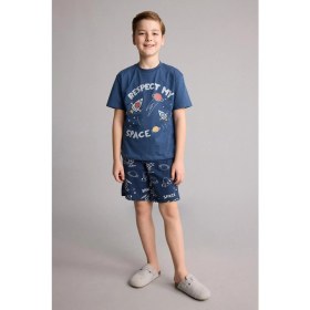 Resim DeFacto Regular Fit Baskılı Şort Tişört 2'li Pijama Takımı Erkek Çocuk H0374A826SM 
