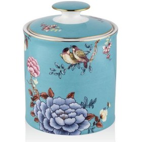 Resim Lamedore Floral Blue Large Canıster Wıth Lıd 12,5x16,5 Cm 
