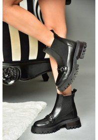Resim Fox Shoes R312154109 Siyah Kalın Tabanlı Kadın Bot Siyah 