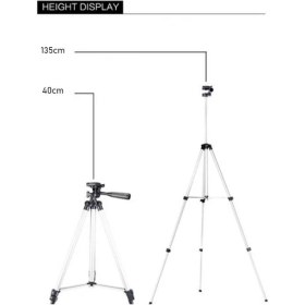 Resim Cazipshop Cep Telefonları Için 135 cm Alüminyum Tripod Taşıma Çantalı Tripod + 3 Ayak Sehpa Telefon Tutucu 