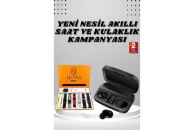 Resim Nuveden Ieg™ Yeni Nesil Akıllı Saat ve Bluetooth Kulaklık Kampanyası Dokunmatik Kare 7 Kordonlu 