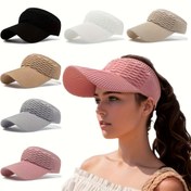 Resim Kadınlar için Hafif Güneşlik Şapka - Nefes Alabilen Esnek Polyester, Koşu & Dış Aktiviteler İçin Esnek Uyum, İlkbahar/Sonbahar Sezonu, Sevgililer Günü - 6 Renk (Siyah/Beyaz/Bej/Pembe/Gri/Kahverengi), Rahat Başlık, Gevşek Tasarım, Konforlu Baş Aksesuarı 