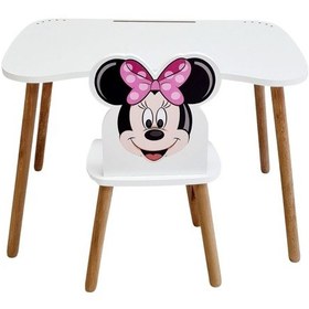Resim Liva Ahşap Mickey Figürlü Ders Çalışma Masası 4 -12 Yaş Beyaz 