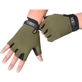 Resim Single Sword Çocuk Yarım Parmak Spor Ve Bisiklet Eldiveni Haki,sc-111 L 