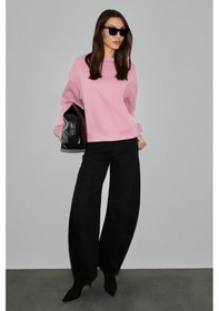 Resim Grimelange Serenya Kadın Pamuklu Etiket Detaylı Bisiklet Yaka Pembe Sweatshirt Pembe 