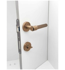 Resim Erva Handles Zk79 Mat Antik Sarı Rozetli Wc Banyo Kapı Kolu 2 Takım 