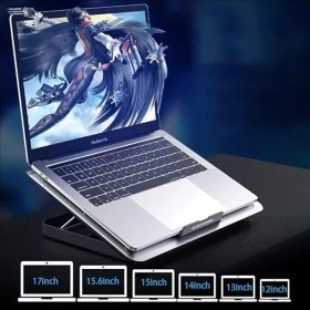 Resim Misda Store Icecoorel Alimünyum Hız Ayarlı Notebook Soğutucu Ergonomik Stand Alt Başlık : Sessiz Güçlü FAN-12~17INÇ Uyumlu-yedi Seviye Stand-2xusb Hub 