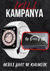 Resim GÜMÜŞTEKNO Watch7 Serisi Akıllı Saat ve S20 Bluetooh Kulaklık Premium İkili Set IPhone15 Uyumlu 