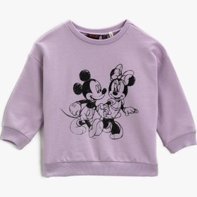 Resim Kız Bebek Mickey & Minnie Mouse Baskılı Sweatshirt Lisanslı Pamuklu 