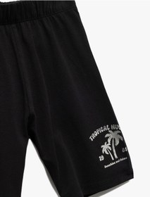 Resim Koton Pamuklu Beli Lastikli Palmiye Baskı Detaylı Şort Siyah 5skg40057ak Siyah 