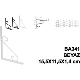 Resim Beşel Perforje Raf Altı Raf Demiri Parlak Beyaz 15,5X11,5X1,4 cm 