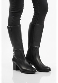 Resim Aspor Siyah Hakiki Deri Fermuarlı Polarlı Kadın Topuklu Çizme Çok Renkli 