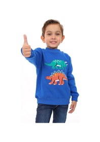 Resim Toontoy Kids Toontoy Erkek Çocuk Relax Fit Bisiklet Yaka Baskılı Sweatshirt - 2iplik Saks 