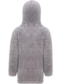 Resim Erkek Çocuk Gri Kapşonlu Peluş Ceket - Gri / 9-10 Yaş 