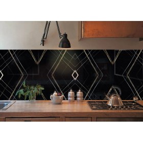 Resim Tink Kendinden Yapışkanlı Siyah Asort Desenli Pvc Panel 41X62 cm (12 Adet) 3 M² 