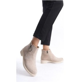 Resim Margaret Fermuarlı Ortopedik Taban Topuklu Süet Kadın Bot Stt - Ten Çok Renkli 