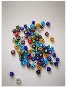 Resim Renkli Cam Nazar Boncuğu 8 Mm 20 Adet 