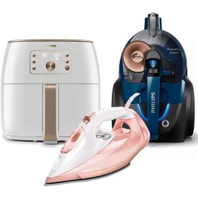 Resim Philips Airfryer Xxl Hd9870/20 Fritöz + Powerpro Max Fc9750/07 + Gc4905/40 Buharlı Ütü 