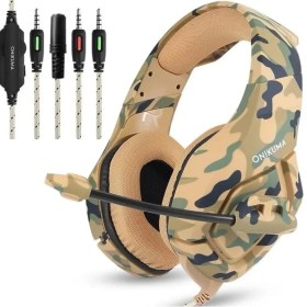 Resim Gaming Profesyonel Onikuma RGB 3.5mm Kamuflaj Desenli Oyuncu Kulaklığı Yüksek Ses Kalitesi 