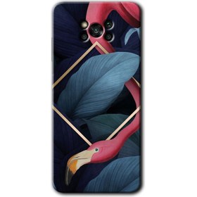 Resim Bera Aksesuar Poco X3 Nfc Kılıf Hd Desen Baskılı Arka Kapak - Flamingo Yaprak 