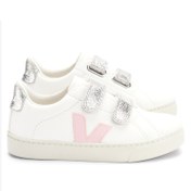 Resim Beyaz Pembe Logolu Unisex Çocuk Deri Sneaker 