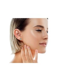 Resim Turkuaz Zirkon Taşlı 4 Mm Mıknatıslı Deliksiz Küpe 1 Çift Manyetik Fake Küpe 