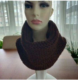 Resim Kahverengi El Yapımı Unisex Boyunluk Koyu Kahverengi 