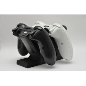 Resim Xbox 360 Oyun Kumandası Için Şık Siyah Ikili Stand - Dayanıklı Plastik Tasarım 
