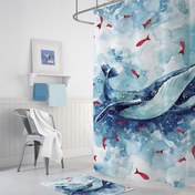 Resim Tropik Whale Banyo Duş Perdesi Tek Kanat 1 x 180 x 200 cm 