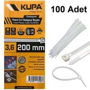 Resim Kupa Plastik Cırt Kelepçe Beyaz 3.6 X 200 Mm. - 100 Adet 