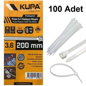 Resim Kupa Plastik Cırt Kelepçe Beyaz 3.6 X 200 Mm. - 100 Adet 
