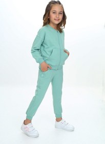 Resim Toontoy Kids Toontoy Kız Çocuk Damla Nakışlı Eşofman Takım Yeşil 