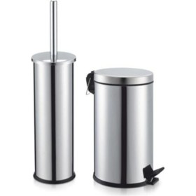 Resim Maxiflow Paslanmaz Klozet Fırçası Paslanmaz Çöp Kovası Krom 3 Lt Set 
