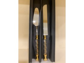 Resim Plus Home Servis Pasta Seti 2'li Kristal Model Altın 