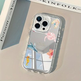 Resim Uygun iPhone 16 15 14 13 12 Pro ve 16 15 14 Plus serisi telefonlar için tam lens koruyucu kılıf, basit ve yüksek kaliteli, yaratıcı lüks makyaj aynası, niş trend, ayna düşmeye karşı silikon yumuşak kaplama 