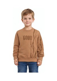 Resim Baglan Erkek Çocuk Önü Arkası Baskılı Sweatshirt Bgl-st05241 Camel 