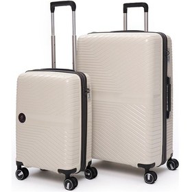 Resim Elatae Exclusive Pro Polipropilen Kırılmaz 2'li Valiz Seti Büyük Boy - Kabin Boy Bej - Antrasit 5239 Bej - Gri 