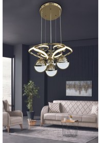 Resim Dron 3 Renk Modern Sarkıt 4 Toplu Led Avize Powerled Ledli Avize - - Kumandalı / Gold Gold 