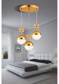 Resim Dron Model Gold Kaplama Salon Mutfak Oturma Odası Led Spor Modern Sarkıt Avize Gold 