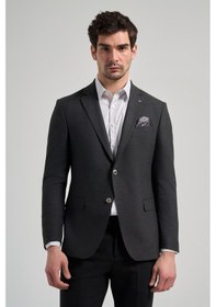 Resim Düz Bez Ayağı Mono Yaka Tam Astar Esnek 6 Drop Slim Fit Ceket 1002245903 Koyu Antrasit 