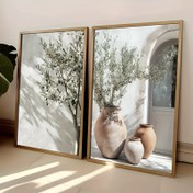 Resim 2 adet Akdeniz Zeytin Ağacı Tuval Sanat Baskıları - Çerçevesiz, Vintage Tarzı, Oturma Odası, Yatak Odası, Mutfak Dekoru, Modern Ev Duvar Dekoru Hediyesi, Yatak Odası Duvar Dekoru | Rustik Duvar Sanatı | Çerçevesiz Baskılar 