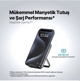 Resim Ttec Recharger Pro M LCD 10.000 mAh Magsafe Uyumlu PD 20W Stantlı Kablosuz Taşınabilir Hızlı Şarj Aleti 