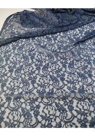 Resim Gri Lacivert Üzeri Lame Simli Dantel Kumaş En: 140 Cm-10167 10 
