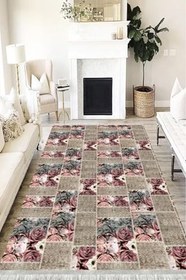 Resim Patchwork Westa Kaymaz Tabanlı Yıkanabilir Antibakteriyel Dijital Baskı Patchwork Halı Kilim, PW-8152A-WST-100X500 