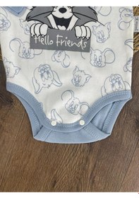 Resim Hello Friends Alttan Çıtçıtlı Bereli Unisex 3lü Bebek Takım Açık Mavi 